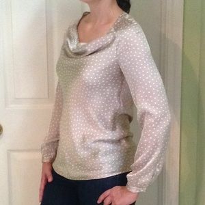 Beige with white polka dot blouse